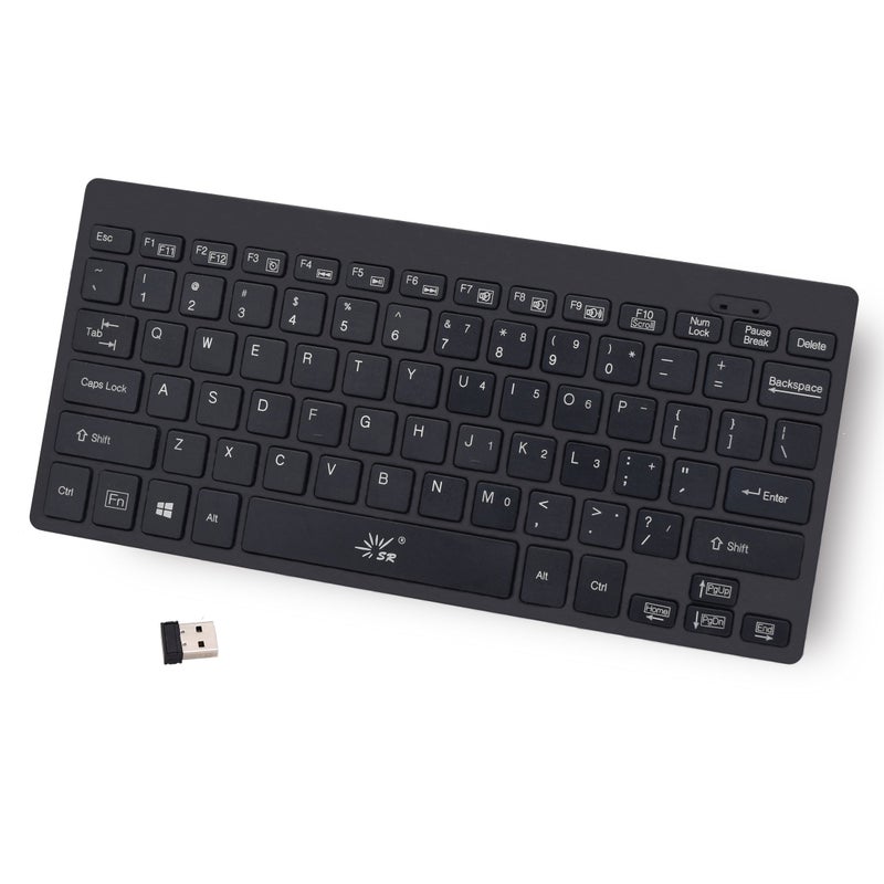 SR Mini Keyboard 2.4G Wireless Thin Light 78 Keys USB Multimedia Small for Pc Computer Laptop (Black) - Image 1